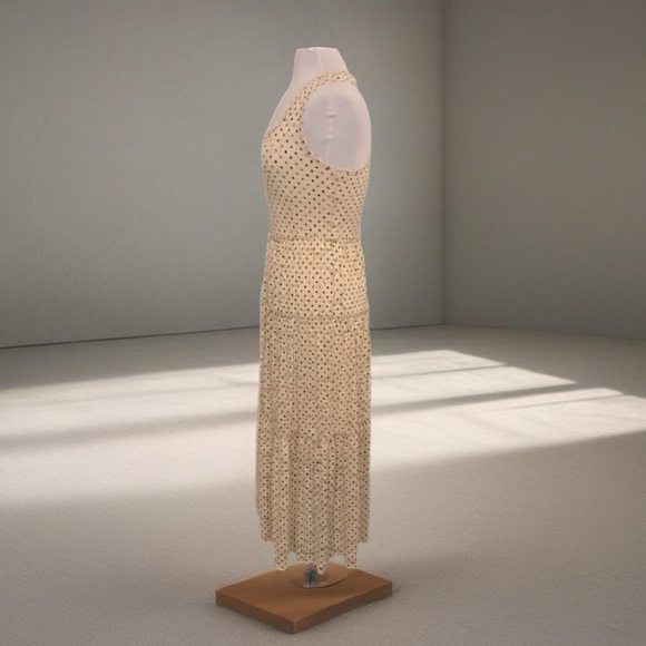 Meadow Rue Anthro Cream-black polka dot lace textured slip lining layers - Picture 2 of 16